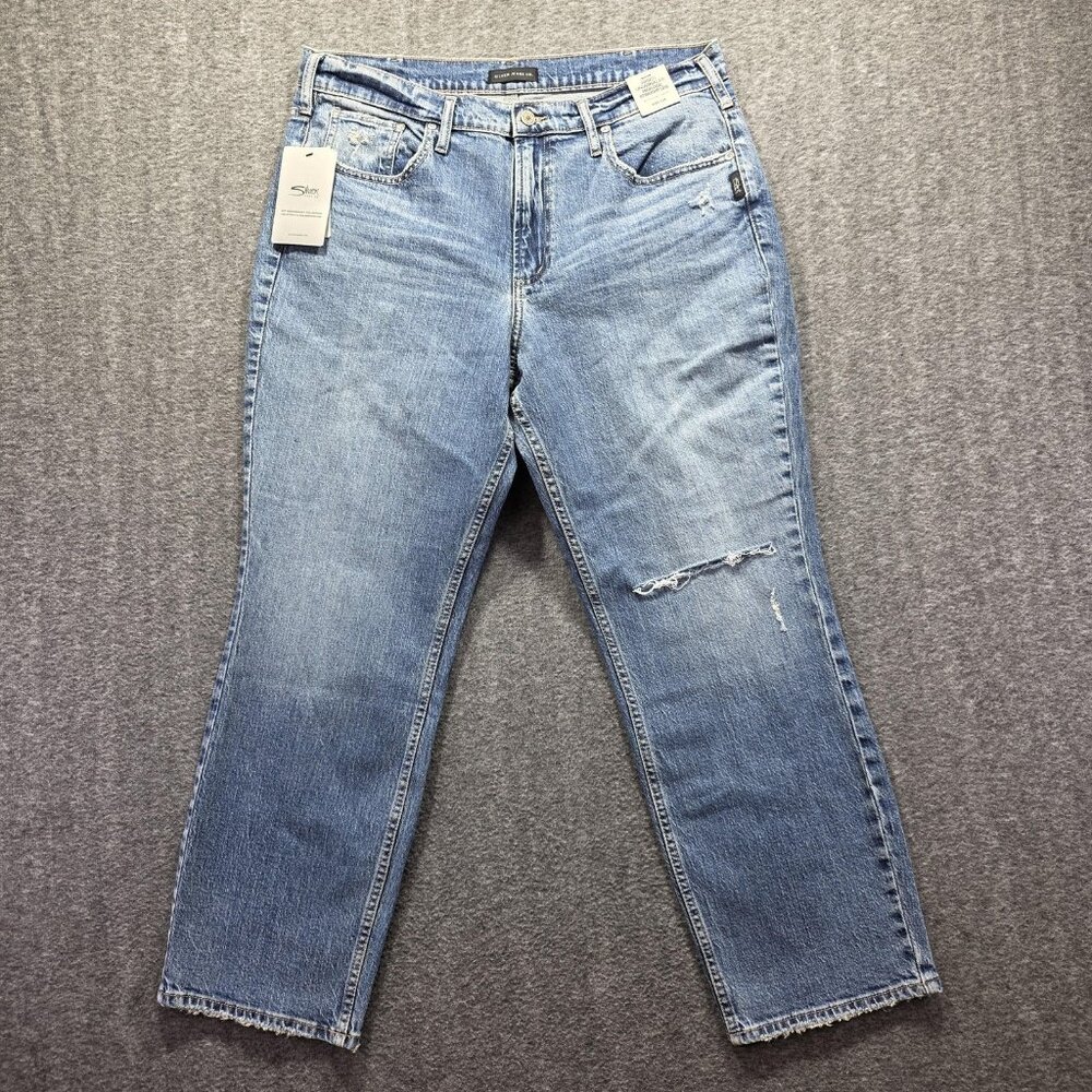 Silver Jeans Co Jeans Womens 34 Frisco High Rise Straight Distressed W34 L28